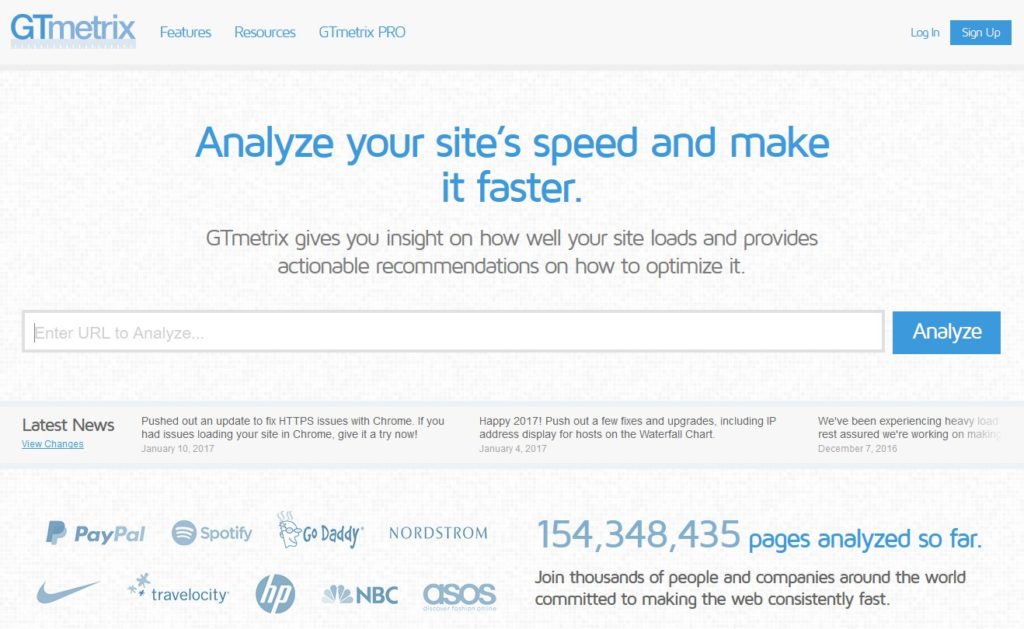 GT Metrix website screenshot
