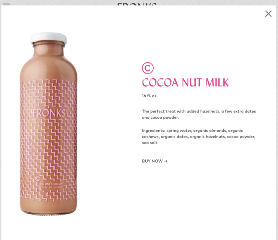 Fronks sustainable cocoa nut milk