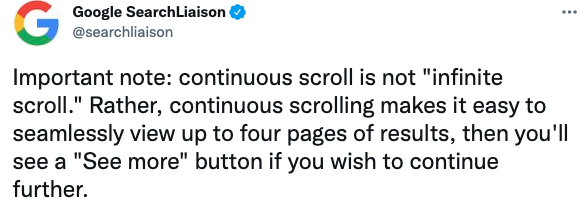 google mobile continuous scrolling search seo update
