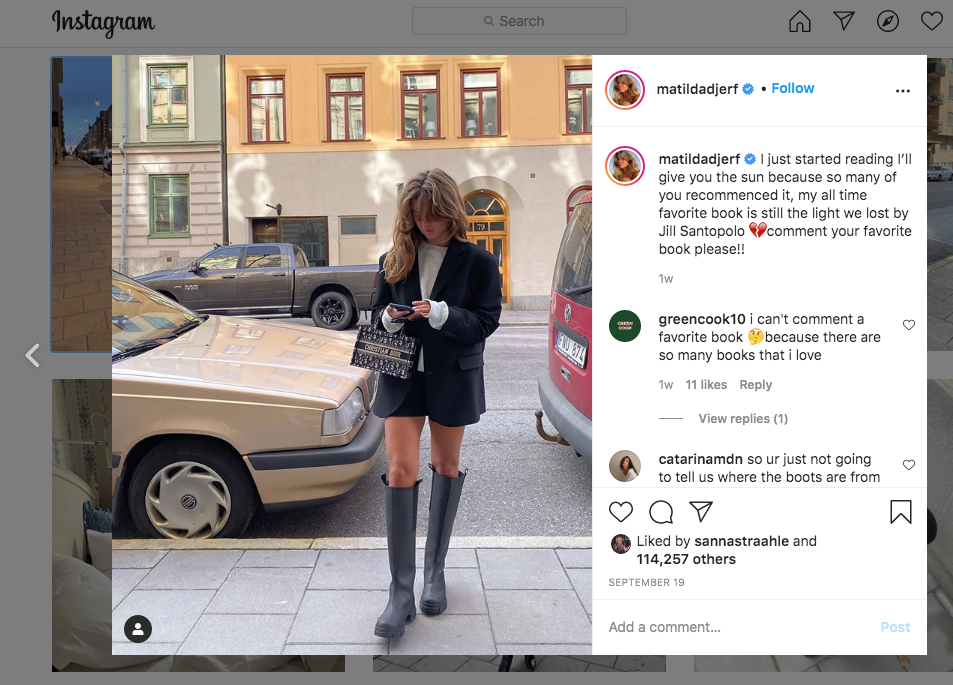 Example of influencer on Instagram: @matildadjerf